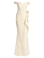 Radoslava Off-The-Shoulder Wrap Gown