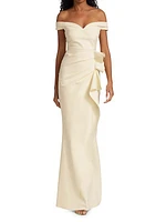 Radoslava Off-The-Shoulder Wrap Gown