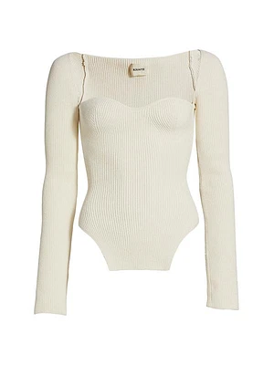 Maddy Bustier Rib-Knit Sweater