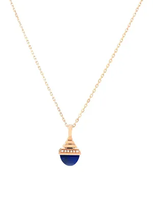 Cleo 18K Rose Gold, Diamond & Lapis Lazuli Pendant Necklace