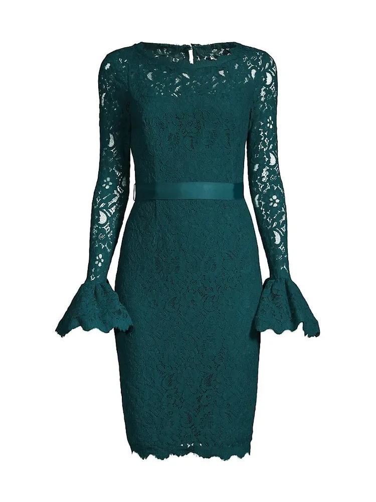 Lace Bell-Sleeve Sheath Dress