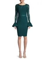 Lace Bell-Sleeve Sheath Dress