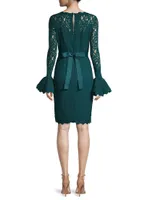 Lace Bell-Sleeve Sheath Dress