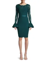 Lace Bell-Sleeve Sheath Dress