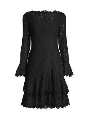 Tiered Flounce Lace Dress