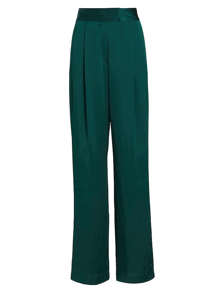 Wide-Leg Silk Trousers