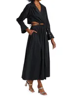 Alex Pleated Poplin Cut-Out Maxi Shirtdress