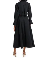 Alex Pleated Poplin Cut-Out Maxi Shirtdress