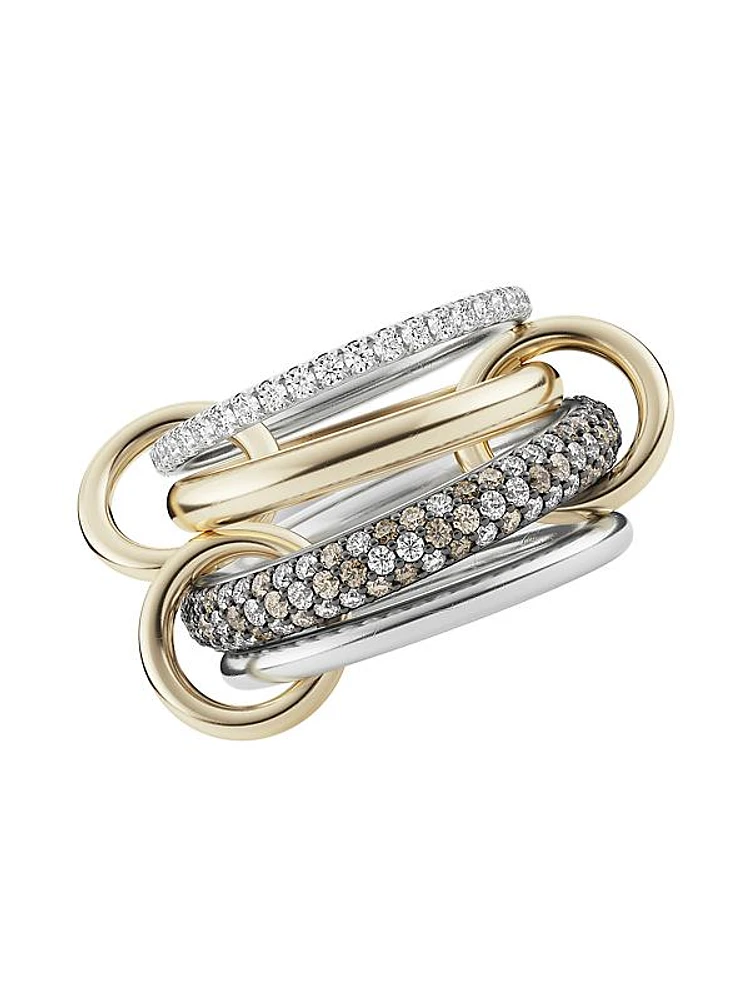 Vega 18K Yellow Gold, Sterling Silver, Black Rhodium-Plated & Tri-Tone Diamond Ring