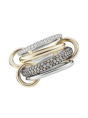 Vega 18K Yellow Gold, Sterling Silver, Black Rhodium-Plated & Tri-Tone Diamond Ring