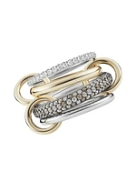 Vega 18K Yellow Gold, Sterling Silver, Black Rhodium-Plated & Tri-Tone Diamond Ring