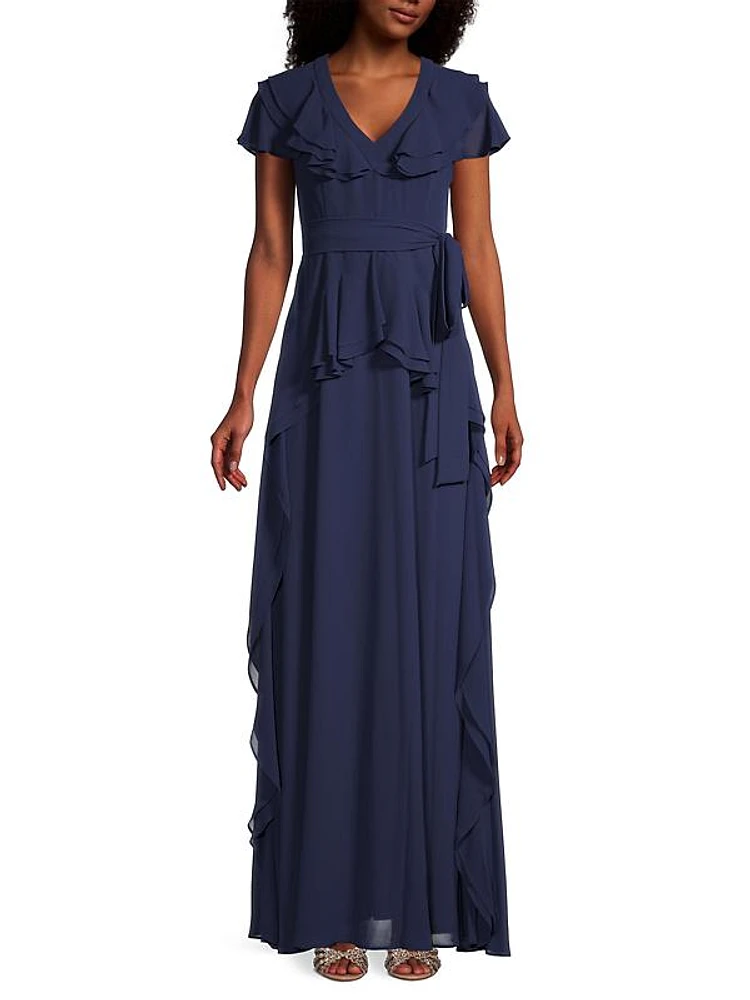 Ruffle Trim Maxi Dress