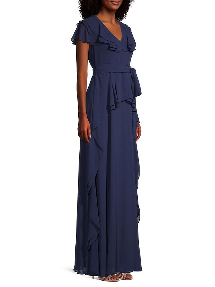 Ruffle Trim Maxi Dress