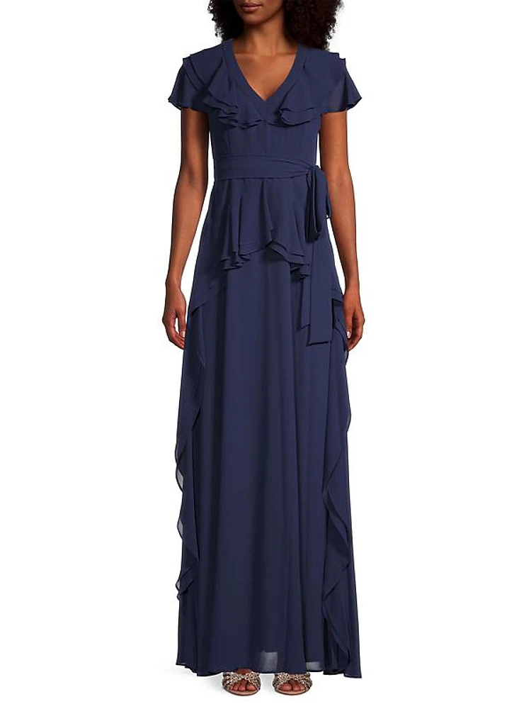 Ruffle Trim Maxi Dress