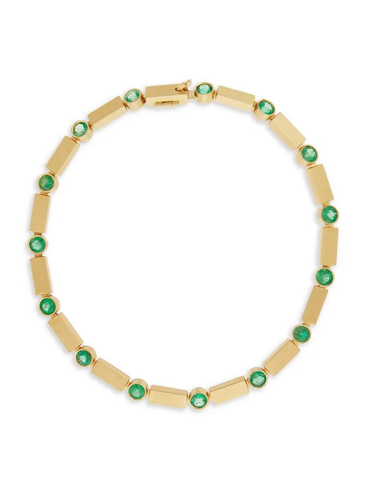 Cascade 18K Yellow Gold & Emerald Stepping Stones Stream Bracelet