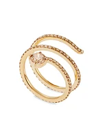 Grass 18K Yellow Gold & Light Brown Diamond Seed Spiral Ring