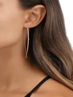 Narrow Flat Upside Down 14K Yellow Gold & Diamond Hoop Earrings