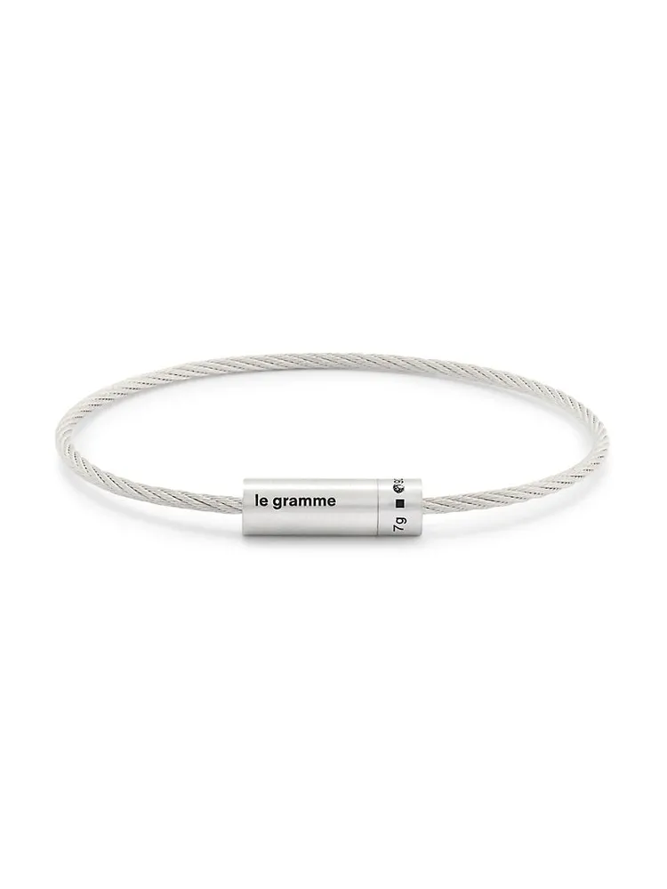 Unisex 7G Brushed Sterling Silver Cable Bracelet