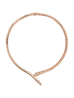 Serpenti Viper 18K Rose Gold & Diamond Necklace