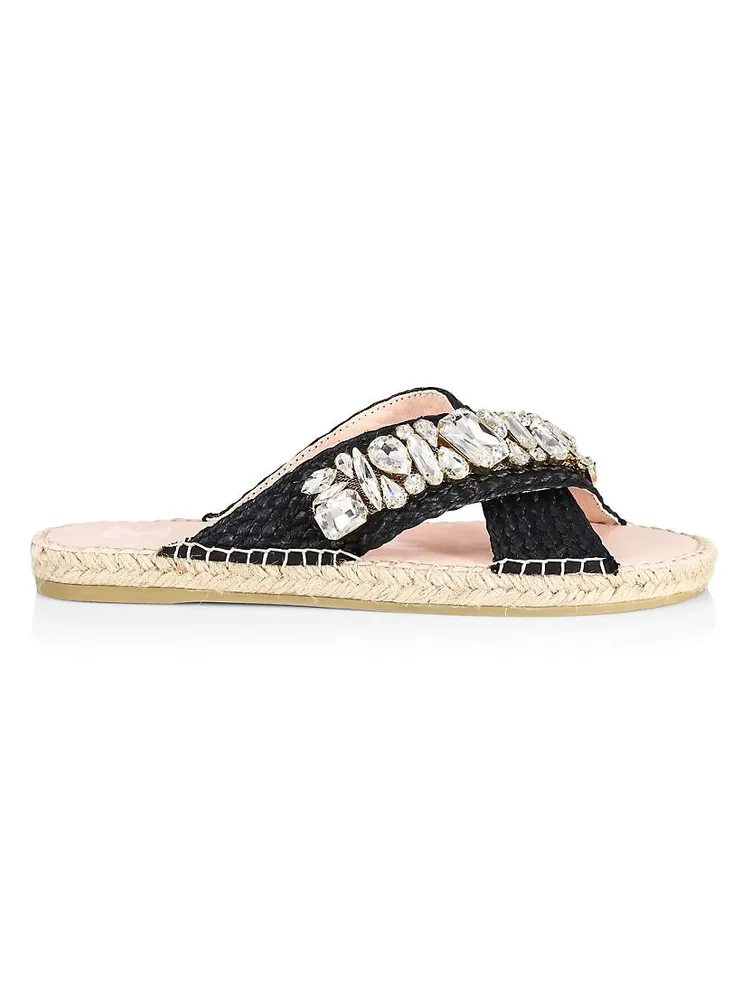 Crystal Raffia Espadrille Sandals