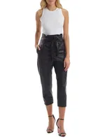 Faux Leather Paperbag Pants