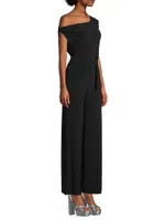 Asymmetric Drop-Shoulder Wide-Leg Jumpsuit