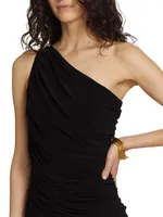 Diana Ruched One-Shoulder Gown