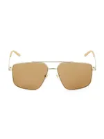 Gucci Logo 60MM Aviator Sunglasses