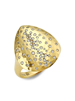 Stardust 18K Yellow Gold & Diamond Crinkle Teardrop Ring