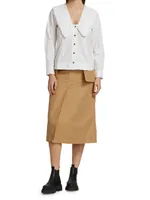 Wide Ruffle-Trimmed Collar Cotton Poplin Shirt