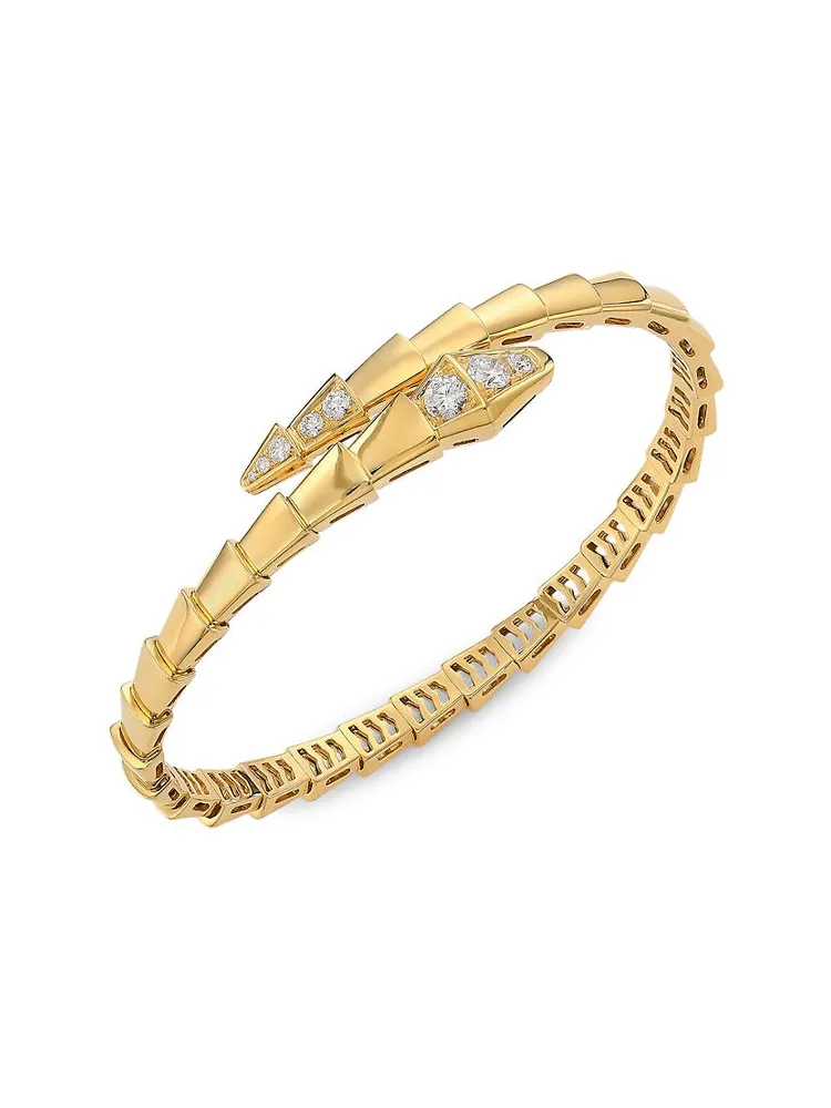 Serpenti Viper 18K Yellow Gold & Diamond Bangle Bracelet