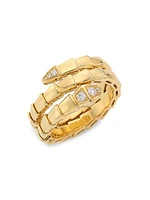 Serpenti Viper 18K Yellow Gold & Diamond 2-Coil Ring