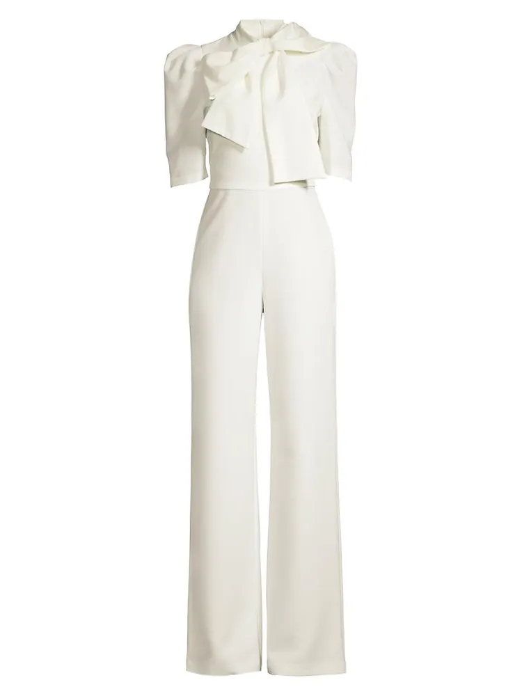 Ara Bow Puff-Sleeve Wide-Leg Jumpsuit