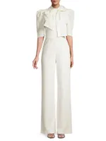 Ara Bow Puff-Sleeve Wide-Leg Jumpsuit