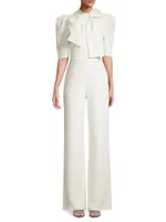 Ara Bow Puff-Sleeve Wide-Leg Jumpsuit