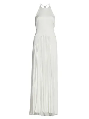 Provence Halterneck Textured Crepe Gown