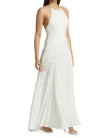 Provence Halterneck Textured Crepe Gown