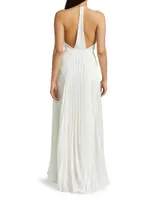 Provence Halterneck Textured Crepe Gown