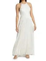 Provence Halterneck Textured Crepe Gown