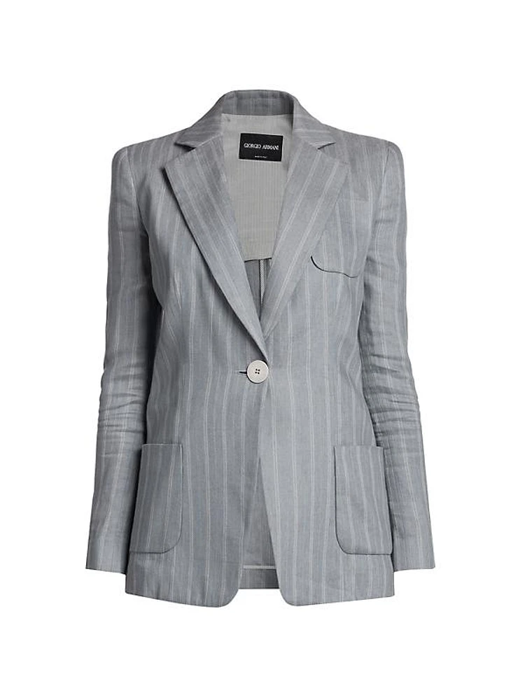 Striped Linen-Blend Jacket