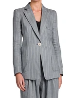 Striped Linen-Blend Jacket