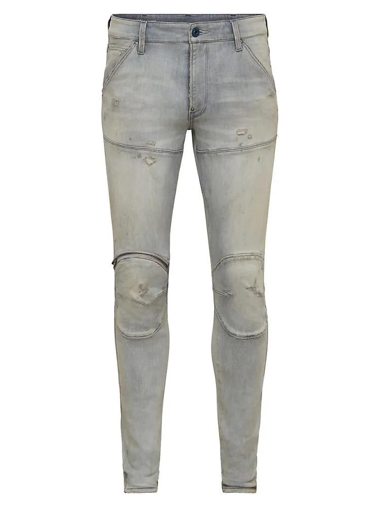 D-5620 3D Zip Skinny Faded Jeans