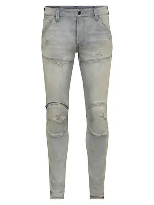 D-5620 3D Zip Skinny Faded Jeans