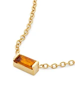 Birthstones 14K Yellow Gold & Citrine Horizontal Baguette Necklace