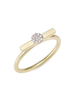 14K Yellow & White Gold Diamond Disc Ring