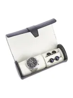 Leather Watch & Cufflink Travel Carrying Case