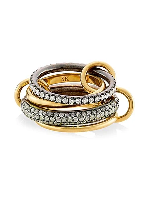 Galaxy Tri-Tone & Diamond 4-Link Vega Ring