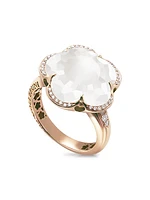 Bon Ton 18K Rose Gold, Milky Quartz & Diamond Ring