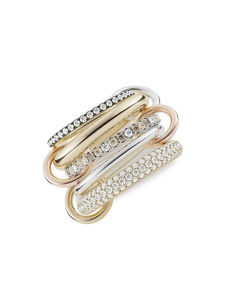 Nexus Tri-Tone & Multicolor Diamond 5-Link Ring