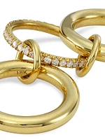 Libra 18K Yellow Gold & Diamond 3-Link Ring